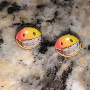 Smiley Skull Punk Earrings Gothcore Industrial Quirky Unique Unisex